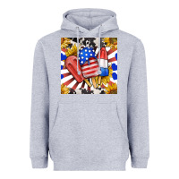 Heather Grey patriotic popsicles and sunflowers Heavyweight Hoodie - BundleAndBundleShop