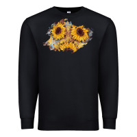 Black sunflower glitter leather patch Premium Sweatshirt - AdoDesignShop