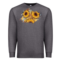 Charcoal Heather sunflower glitter leather patch Premium Sweatshirt - AdoDesignShop