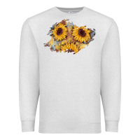 Oatmeal Heather sunflower glitter leather patch Premium Sweatshirt - AdoDesignShop