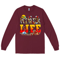 Burgundy miner life Long Sleeve Tee - Zillion Design Studio