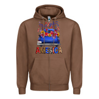 Chestnut western fourth of july america truck Zipper Hoodie - FaDigitalArtStudio