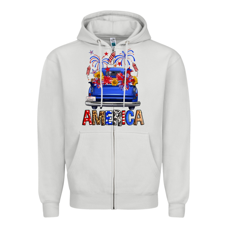 Western Fourth Of July America Truck Zipper Hoodie by FaDigitalArtStudio | Teevron