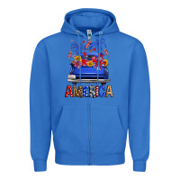 True Royal western fourth of july america truck Zipper Hoodie - FaDigitalArtStudio