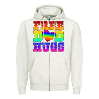 Oatmeal Heather lgbtq free dad hugs Zipper Hoodie - HRA Design Shop