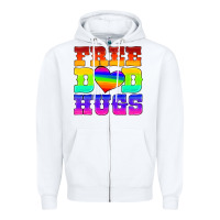 White lgbtq free dad hugs Zipper Hoodie - HRA Design Shop