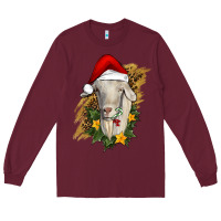 Burgundy christmas goat Long Sleeve Tee - RanaPortraitStore