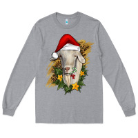 Heather Grey christmas goat Long Sleeve Tee - RanaPortraitStore