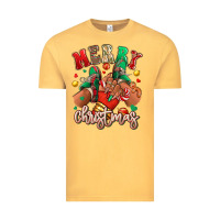 Vintage Mustard Merry Christmas black girl sneakers Vintage Tee - RanaPortraitStore