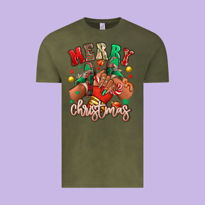 Vintage Tee Merry Christmas black girl sneakers