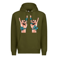 Army Green gemstone rock hand Premium Hoodie - MaliasSmallBusiness