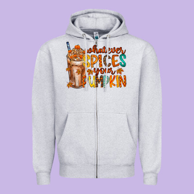 Whatever Spices Your Pumpkin Zipper Hoodie Designed By Racoondesign