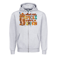 Heather Grey whatever spices your pumpkin Zipper Hoodie - RacoonDesign