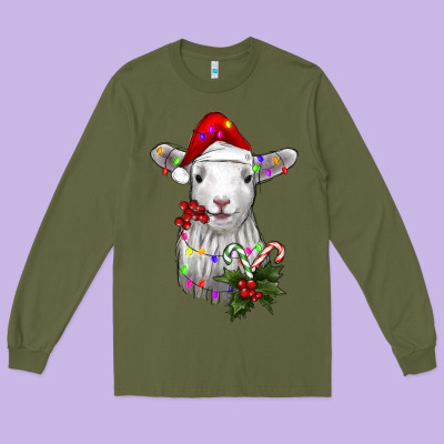 Christmas Baby Sheep Long Sleeve Tee Designed By Ranaportraitstore