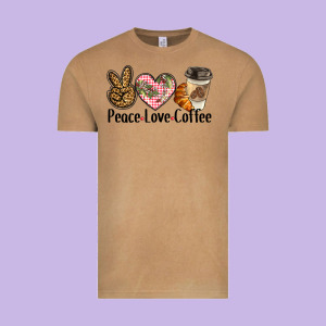 Peace Love Coffee Vintage Tee Designed By Barkaloodesign