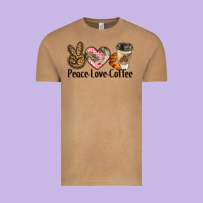 Peace Love Coffee Vintage Tee Designed By Barkaloodesign