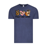 Vintage Denim peace love coffee Vintage Tee - BarkalooDesign