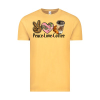 Vintage Mustard peace love coffee Vintage Tee - BarkalooDesign