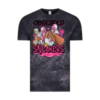 Cloud Black Obsessed with sneakers pink afro woman Vintage Tee - RanaPortraitStore