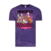 Cloud Purple Obsessed with sneakers pink afro woman Vintage Tee - RanaPortraitStore