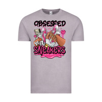 Vintage Zinc Obsessed with sneakers pink afro woman Vintage Tee - RanaPortraitStore