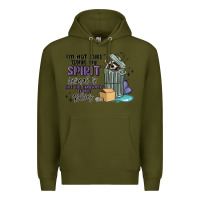 Army Green spirit animal raccoon Premium Hoodie - MaliasSmallBusiness