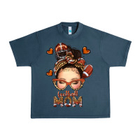 Midnight Navy football messy bun mom Urban Heavy Tee - texasbilliewilder