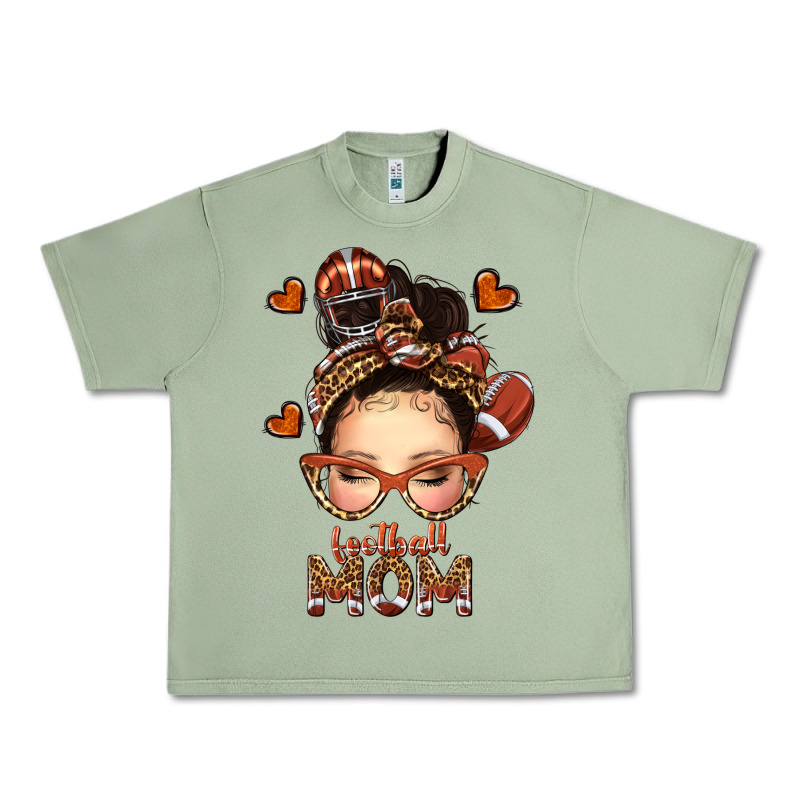 Football Messy Bun Mom Urban Heavy Tee by texasbilliewilder | Teevron