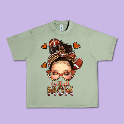 Urban Heavy Tee football messy bun mom