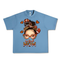 Pebble Blue football messy bun mom Urban Heavy Tee - texasbilliewilder