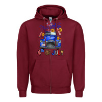 Burgundy western fourth of july truck Zipper Hoodie - FaDigitalArtStudio