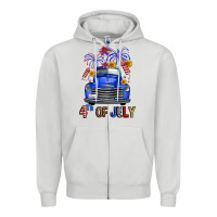 Dove Grey western fourth of july truck Zipper Hoodie - FaDigitalArtStudio