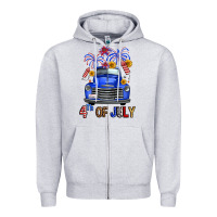 Heather Grey western fourth of july truck Zipper Hoodie - FaDigitalArtStudio