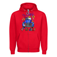 Red western fourth of july truck Zipper Hoodie - FaDigitalArtStudio