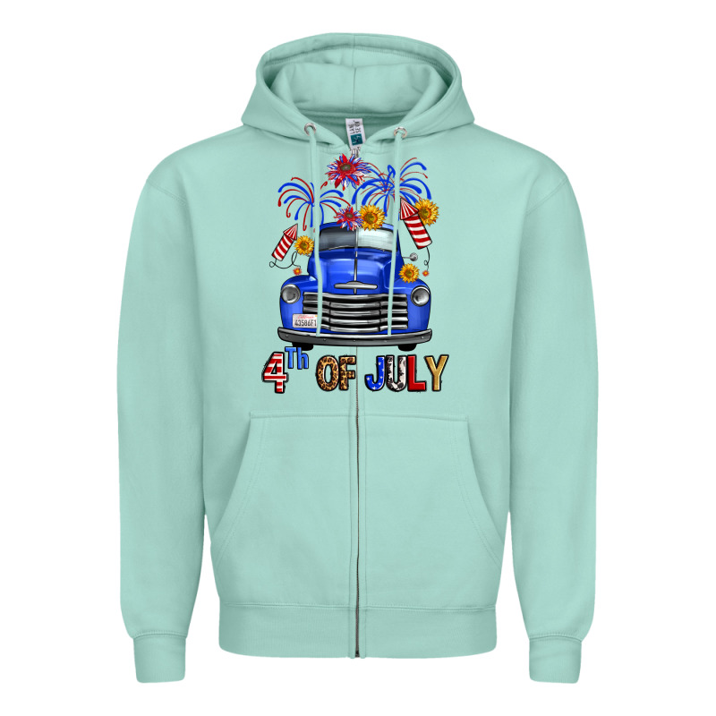 Western Fourth Of July Truck Zipper Hoodie by FaDigitalArtStudio | Teevron