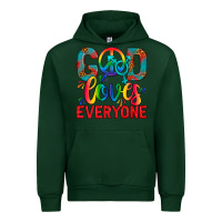 Forest Green LGBTQ+ God Loves Everyone Urban Hoodie - BundleAndBundleShop