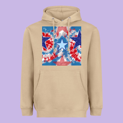 Patriotic Tie Dye Stars Heavyweight Hoodie Designed By Bundleandbundleshop