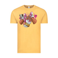 Vintage Mustard Pink and white sneaker girl Vintage Tee - RanaPortraitStore