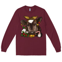 Burgundy christmas baby cow Long Sleeve Tee - RanaPortraitStore