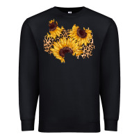 Black sunflower leopard patch Premium Sweatshirt - AdoDesignShop