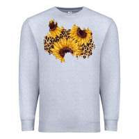 Heather Grey sunflower leopard patch Premium Sweatshirt - AdoDesignShop