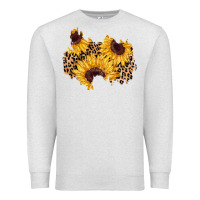 Oatmeal Heather sunflower leopard patch Premium Sweatshirt - AdoDesignShop