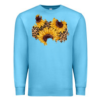 Ocean Blue sunflower leopard patch Premium Sweatshirt - AdoDesignShop