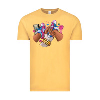 Vintage Mustard Pink and blue sneaker girl Vintage Tee - RanaPortraitStore