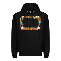 Black western serape sunflower background frame Premium Hoodie - NancyCooperArtShop