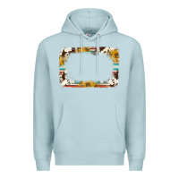 Blue Mist western serape sunflower background frame Premium Hoodie - NancyCooperArtShop