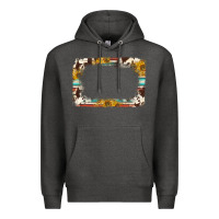 Charcoal Heather western serape sunflower background frame Premium Hoodie - NancyCooperArtShop