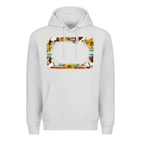 Dove Grey western serape sunflower background frame Premium Hoodie - NancyCooperArtShop