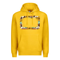 Lemon western serape sunflower background frame Premium Hoodie - NancyCooperArtShop