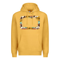 Mustard western serape sunflower background frame Premium Hoodie - NancyCooperArtShop